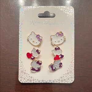 Hello Kitty nwt Earrings Set - three pairs  Purple
